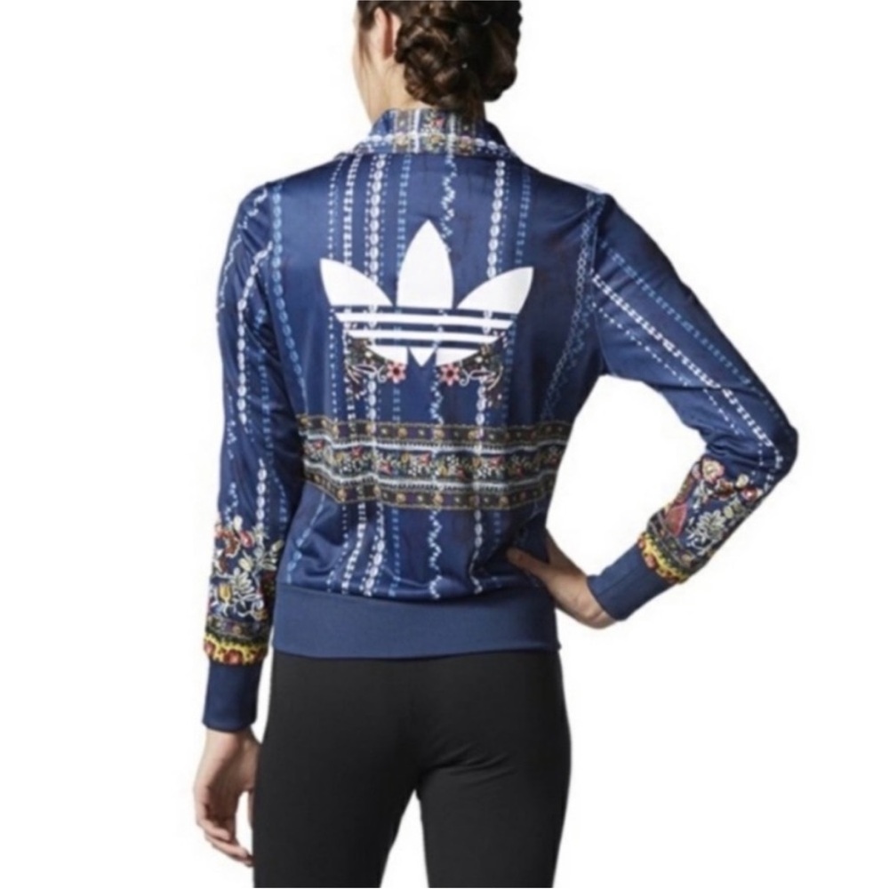 Farm Rio + adidas Cirandiera Blue Floral Zipper Front Jacket Size M - Picture 3 of 14